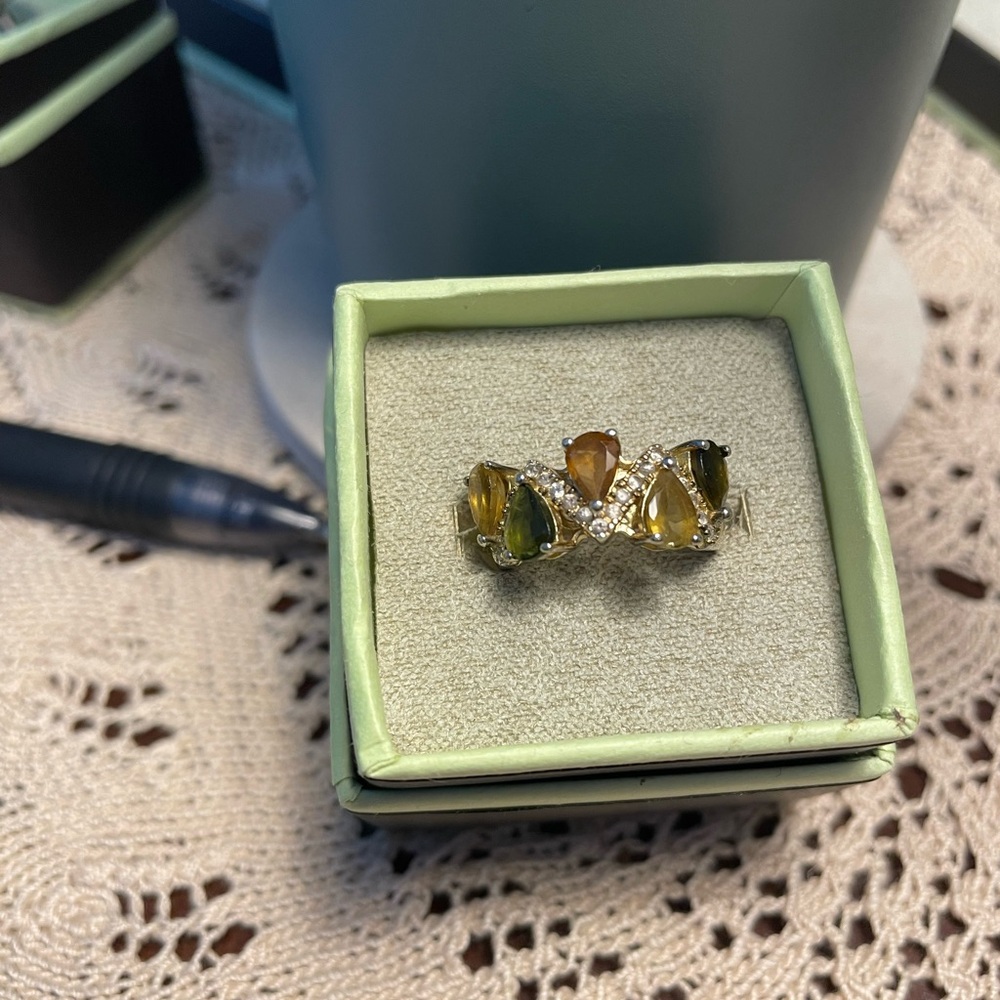 Elegant Multi-Color Tourmaline Gemstone Ring